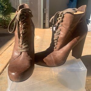 Brown leather boot heels